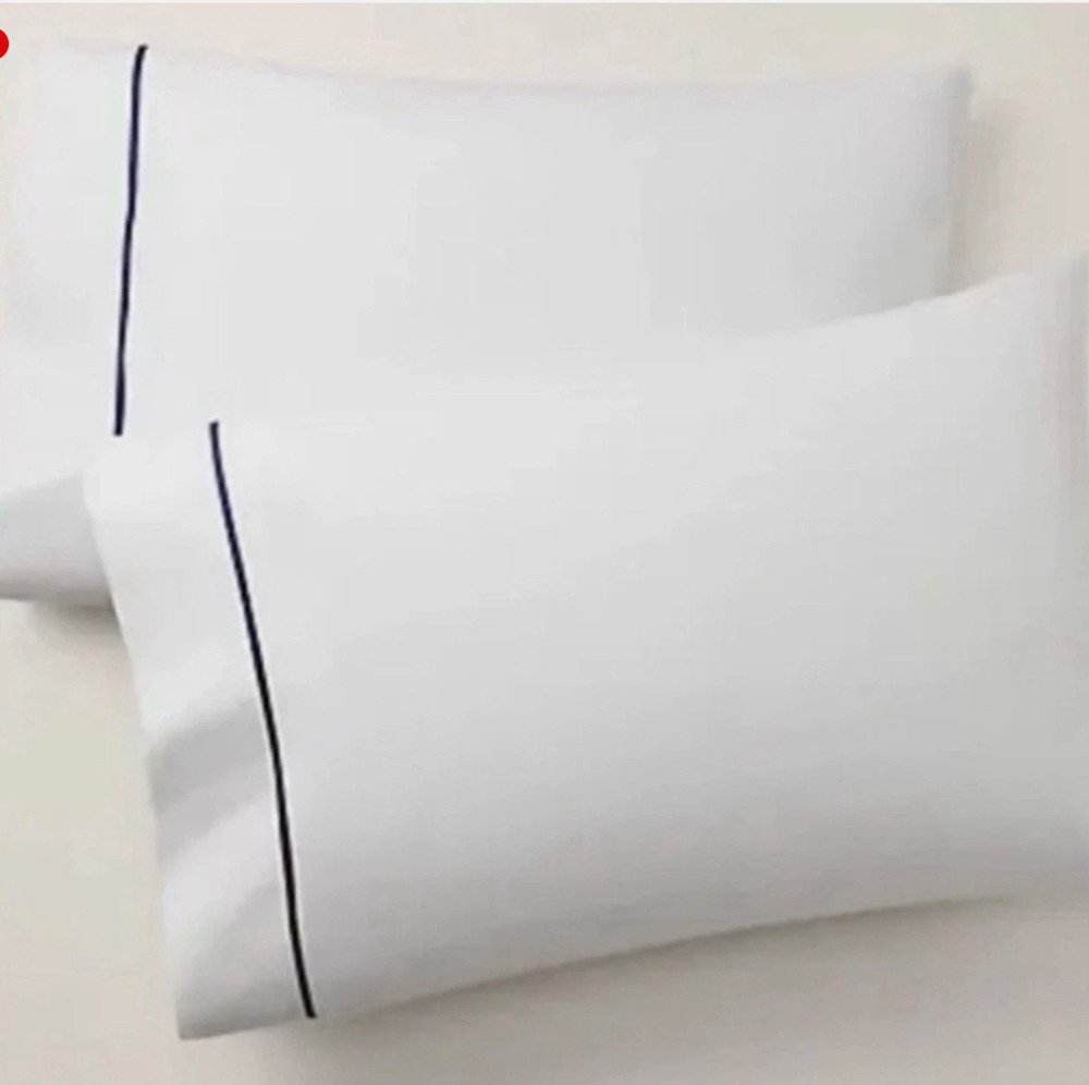 New Ralph Lauren Organic Cotton Palmer Percale 2 Standard Pillowcases Polo Navy